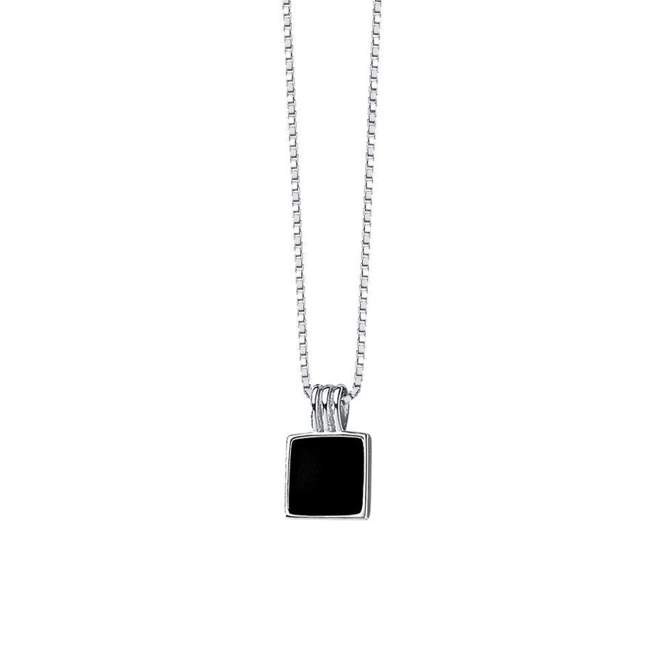 S925 Sterling Silver Black Square Brand Necklace 2022 New Necklace Female Ins Niche Design Light Luxury Clavicle Chain