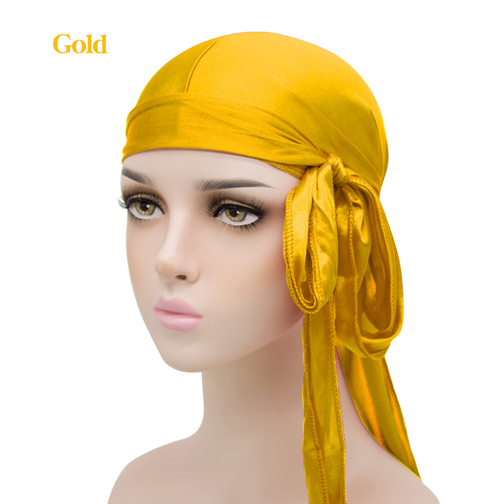 Men&#039;s And Women&#039;s Satin Elastic Toe Cap Silky Durag Long Tail Pirate Hat