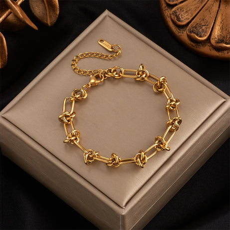 Fashion Gold-plated Titanium Steel Jewelry Necklace Heavy Industry Metal Trend Hip-hop Punk Wattle Chain Jewelry Set