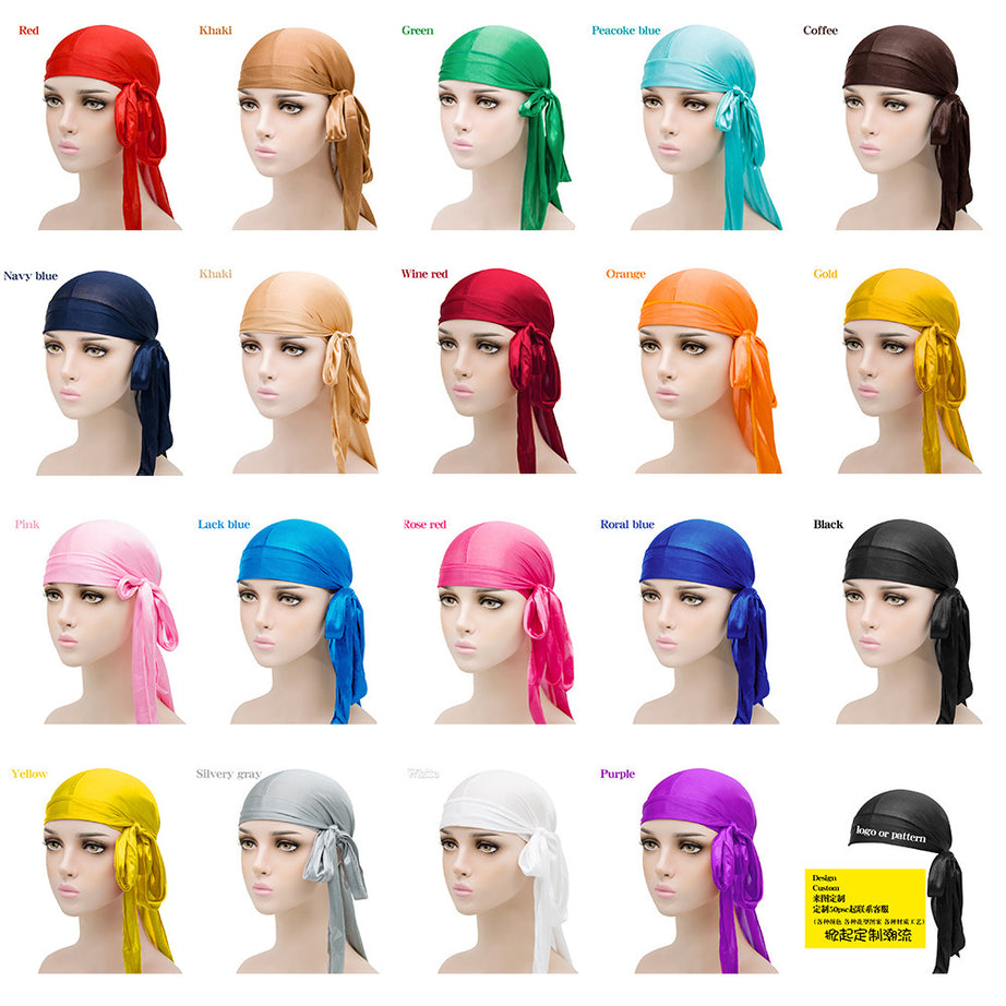 Men&#039;s And Women&#039;s Satin Elastic Toe Cap Silky Durag Long Tail Pirate Hat
