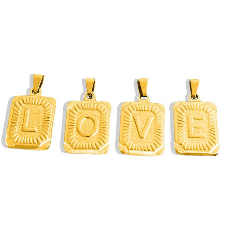 Letter Necklace Fashionable 26 Letter Square Pendant Clavicle Chain Choker Necklace