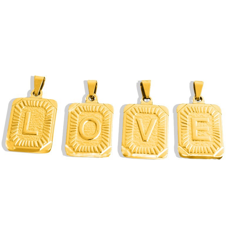 Letter Necklace Fashionable 26 Letter Square Pendant Clavicle Chain Choker Necklace