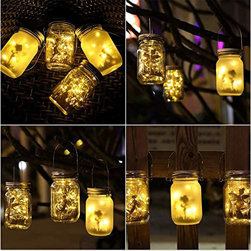 Amazon Creative Solar Mason Jar Fairy Lights Frosted Bottle Lights