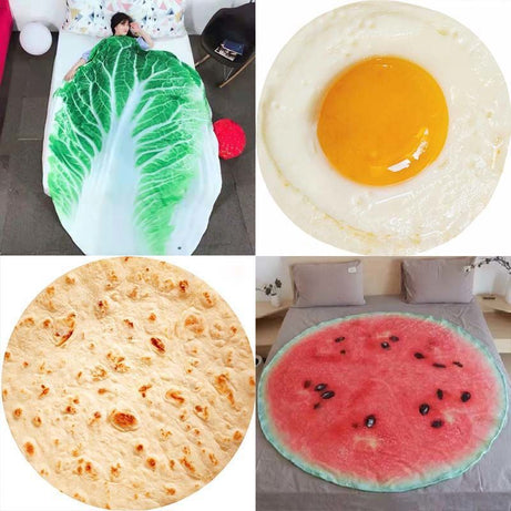 Cabbage Quilt New Pizza Blanket Flannel Blanket Burrito Office Nap Blanket Flying Cake Blanket