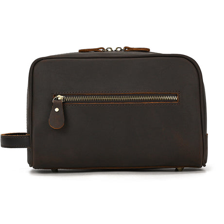Men&#039;s Clutch, European And American Large-capacity Leather Toiletry Bag, Retro Crazy Horse Leather Unisex Cosmetics Storage Bag