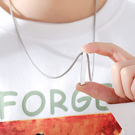 Fashion Jewelry Pendant Titanium Steel Simple Glossy Square Cylinder Necklace