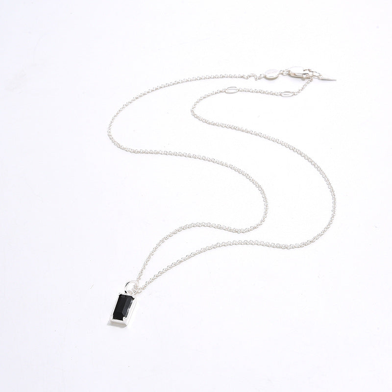 S925 Silver-plated 18k Gold  Exquisite High-grade Black Zircon Necklace Female