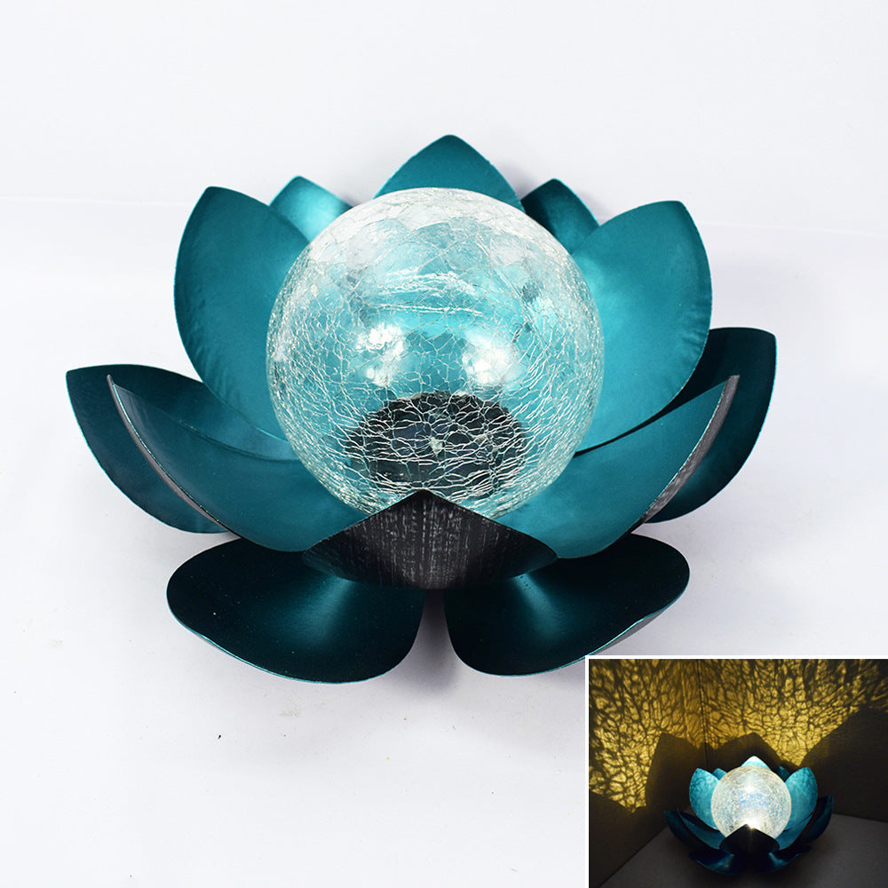 Outdoor Garden Solar Iron Lotus Lamp Courtyard Decoration Lawn Ornaments Lotus Landscape Lamp