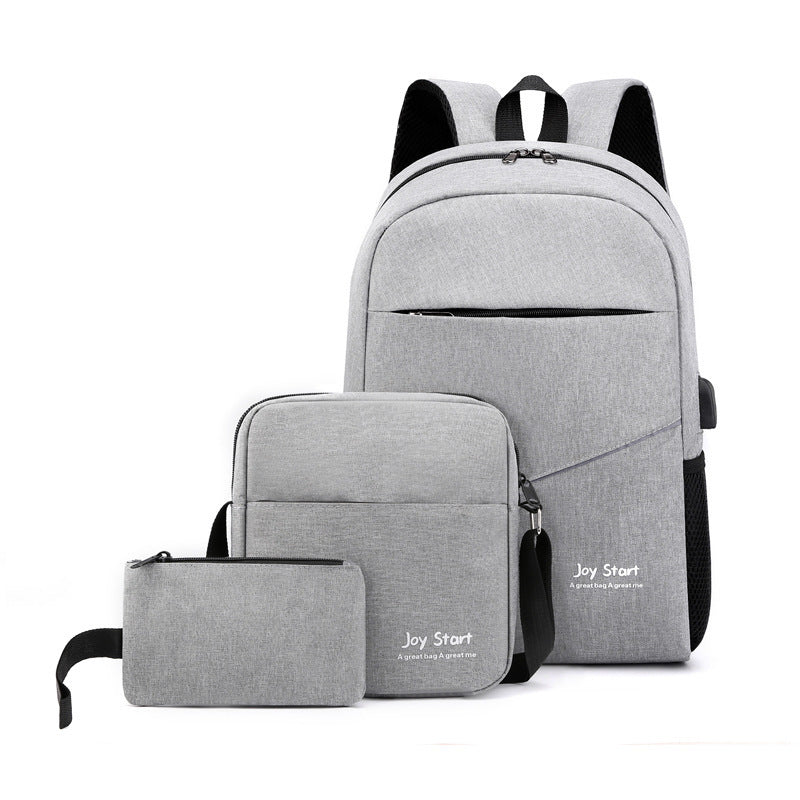 Business Three-piece Set Men&#039;s Backpack Fashion Trend Backpack Leisure Saving School Bag Computer Bag