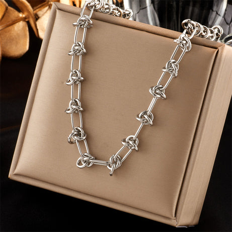 Fashion Gold-plated Titanium Steel Jewelry Necklace Heavy Industry Metal Trend Hip-hop Punk Wattle Chain Jewelry Set