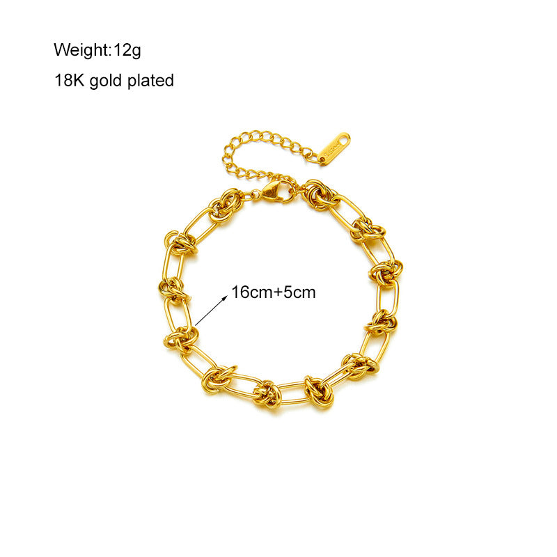 Fashion Gold-plated Titanium Steel Jewelry Necklace Heavy Industry Metal Trend Hip-hop Punk Wattle Chain Jewelry Set