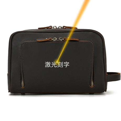 Men&#039;s Clutch, European And American Large-capacity Leather Toiletry Bag, Retro Crazy Horse Leather Unisex Cosmetics Storage Bag