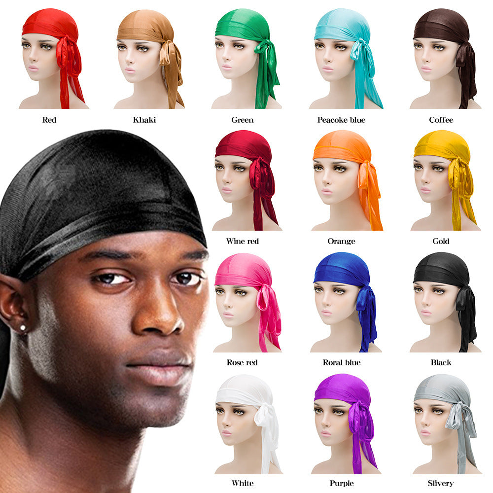 Men&#039;s And Women&#039;s Satin Elastic Toe Cap Silky Durag Long Tail Pirate Hat