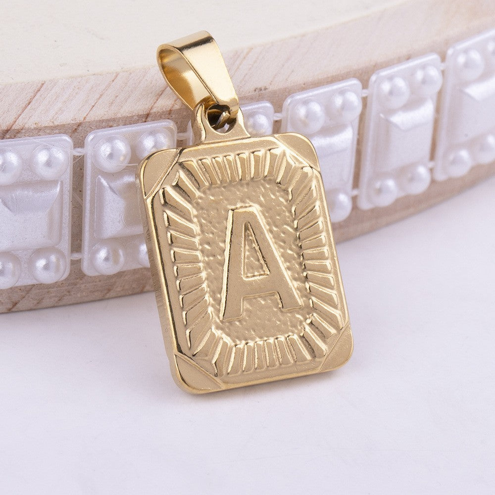 Letter Necklace Fashionable 26 Letter Square Pendant Clavicle Chain Choker Necklace