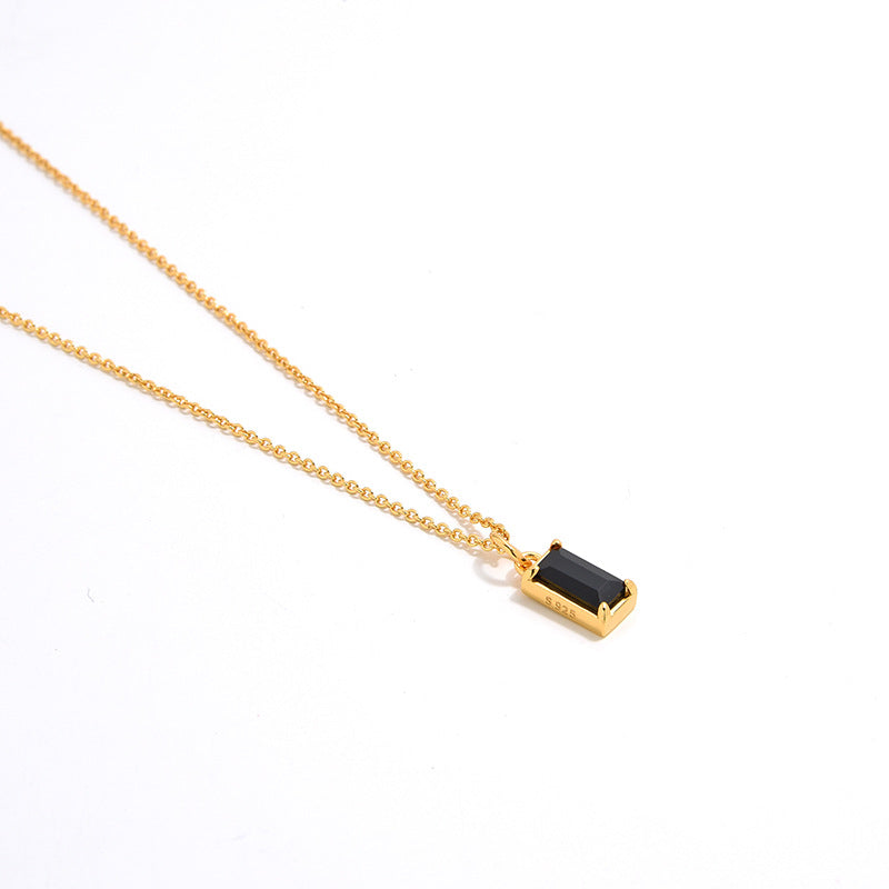 S925 Silver-plated 18k Gold  Exquisite High-grade Black Zircon Necklace Female